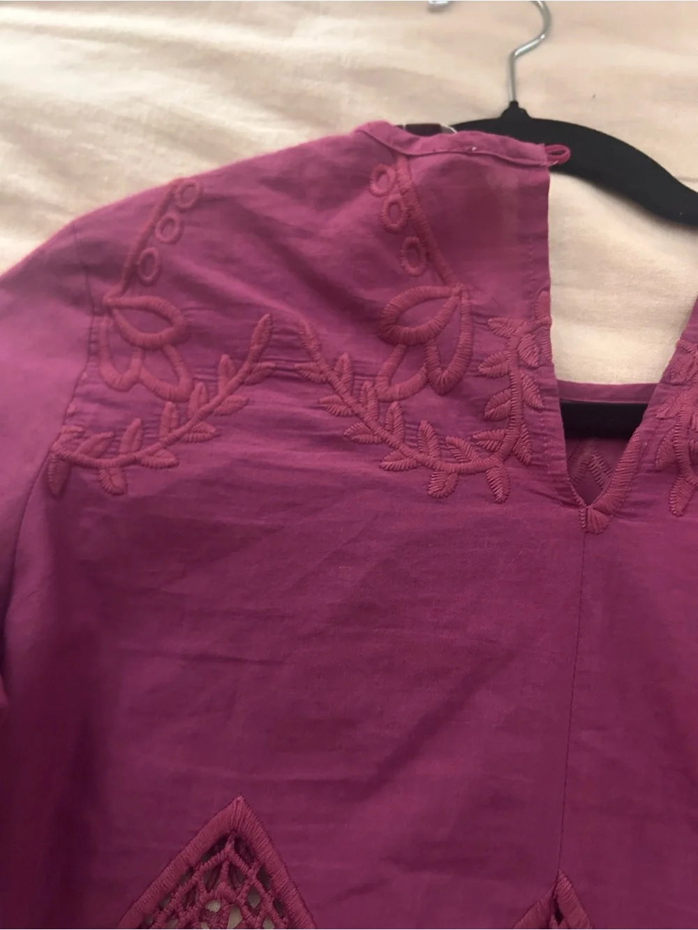 Anthropologie Chloe Liver Lace Crochet Bell-Sleeve Top size XS